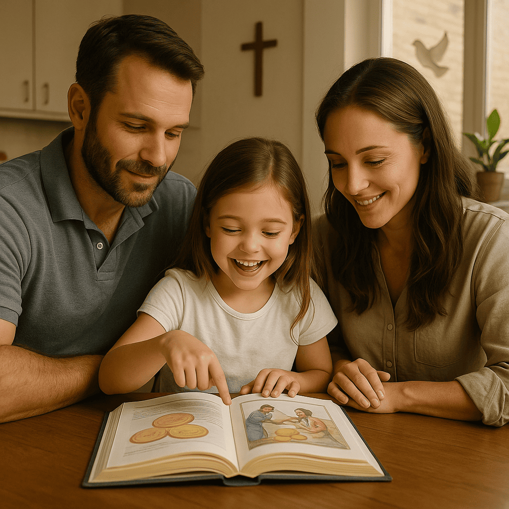 Família estudando juntos